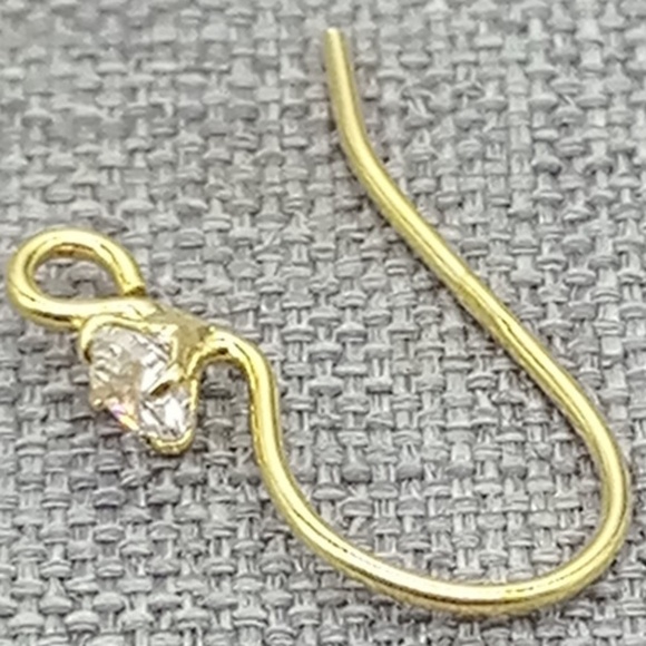 5prs of 925 Sterling Silver Earring Hooks w/ CZ Gold Plated - Picture 1 of 1